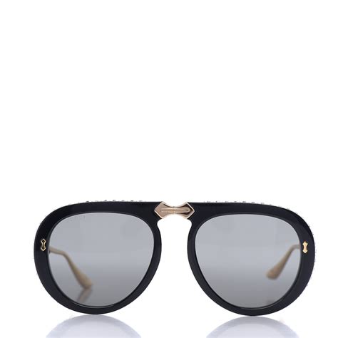 gucci eyewear black aviator sunglasses|gucci foldable aviator sunglasses.